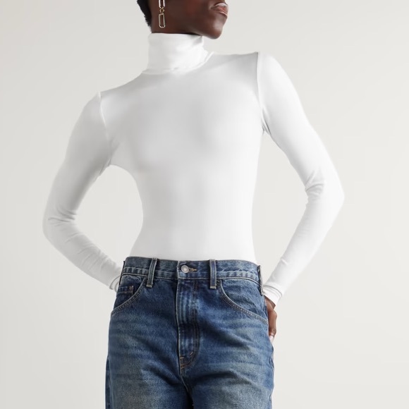 Wolford White Colorado Turtleneck Thong Bodysuit Size Small - Picture 1 of 6